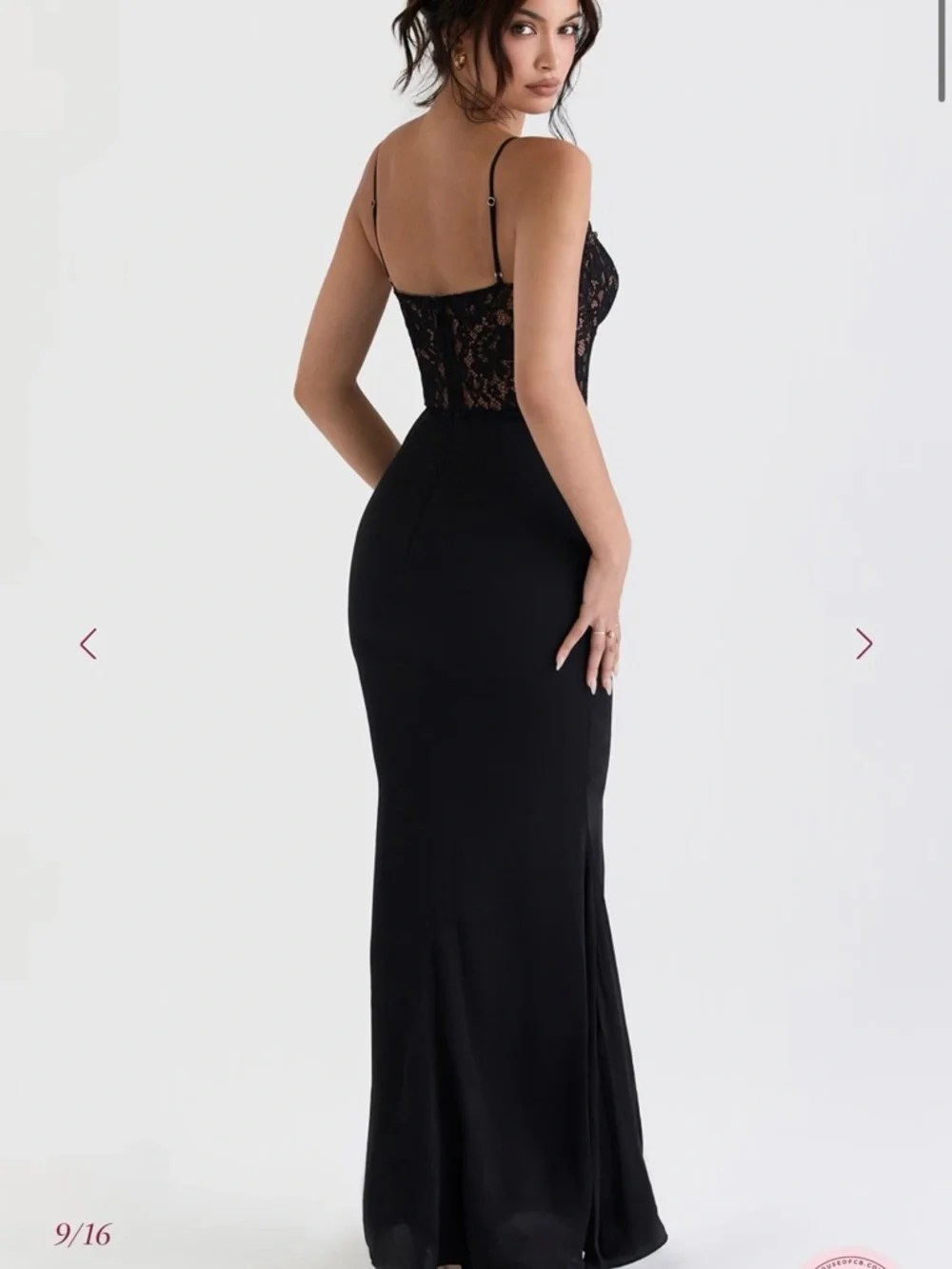 House of CB Black Lace Bustier Mermaid Gown - Picture 2 of 5